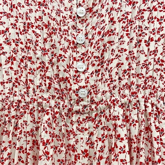 Free People One Fine Day Red Floral Print Flowy Oversized Mini Dress Size Small - Picture 7 of 15
